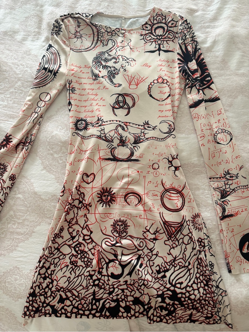 Printed long sleeve dress